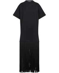 Alaïa - Cotton Jersey T-Shirt-Style Fringed Dress - Lyst