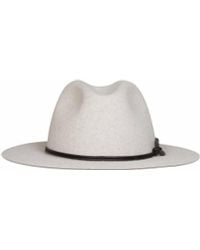 Brunello Cucinelli - Ecru Felt Fedora Hat With Leather Band And Monili - Lyst