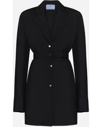 Prada - Belted Mohair And Wool Blazer - Lyst