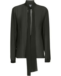 Alaïa - Crepe Georgette Scarf Blouse - Lyst