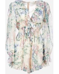 Zimmermann Verity Ruffled Floral Print Playsuit - Multicolor