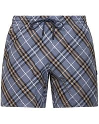 Burberry - Wave Check Nylon Check Swim Shorts - Lyst