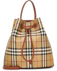 Burberry - Check Small Bucket Bag - Lyst