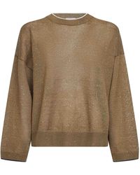 Brunello Cucinelli - Diamond Linen And Cotton Sweater - Lyst