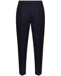 D 40 - Dark Stretch Cotton Blend Slim Carrot Trousers - Lyst