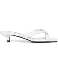 TOTEME - Off- Croco-Embossed Leather Heeled Flip-Flop Sandals - Lyst