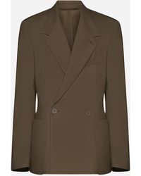 Lemaire - Wool-blend Double-breasted Blazer - Lyst