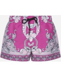 Versace Shorts da mare a stampa Silver Baroque - Rosa