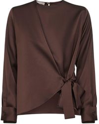 Blanca Vita - Coffee Satin Cesta Blouse - Lyst