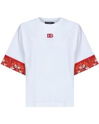 Dolce & Gabbana - Jersey T-Shirt With Maiolica-Print Scarf - Lyst