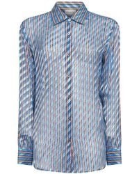 Dries Van Noten - Devoré Viscose And Silk Striped Shirt - Lyst