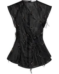 GIUSEPPE DI MORABITO - Organza Embroidered Ssymmetric Sleeveless Top - Lyst