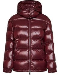 Moncler - Burgundy Maire Short Hooded Down Jacket - Lyst