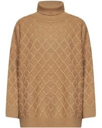 Max Mara - Camel Wool And Cashmere Knit Mxmbambola Oversized Turtleneck Sweater - Lyst