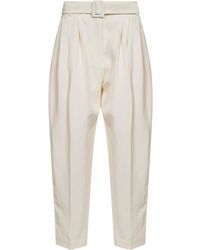 Co. - Pearl Visse And Linen Pleated Belted Trousers - Lyst