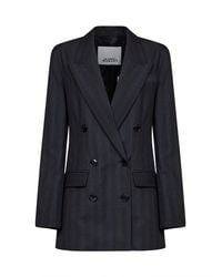 Isabel Marant - Dark Anthracite Check Stretch Wool Jevima Double-Breasted Blazer - Lyst