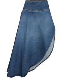 Alaïa - Denim Asymmetric Midi Skirt - Lyst