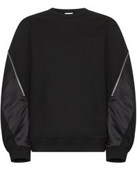 Dries Van Noten - Felpa Girocollo Nera Con Pannelli A Contrasto<Br - Lyst