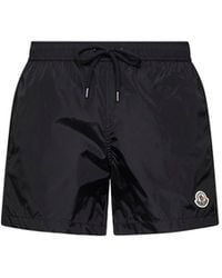 Moncler - Nylon Technique Swim Shorts With Logo Patch - Lyst