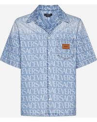 Versace - Americana Fit Short Sleeve Denim Shirt - Lyst