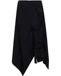 Bottega Veneta - Wool Asymmetric Midi Skirt With Ruffles - Lyst