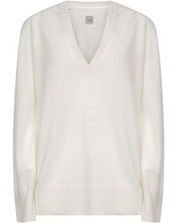 TOTEME - Ecru Cashmere V-Neck Sweater - Lyst