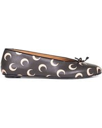 Marine Serre - Moon Print Leather Ballet Flats - Lyst