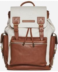 Brunello Cucinelli - Canvas And Leather Backpack - Lyst