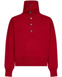 Ami Paris - Compact Wool Knit Button-Up Sweater - Lyst