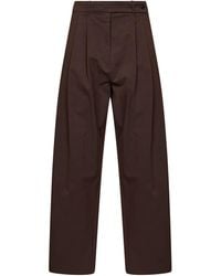 Co. - Cholate Tton Twill Wide-Leg Pleated Trousers - Lyst
