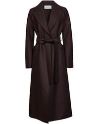 Harris Wharf London - Burgundy Felted Wool Belted Wrap Maxi Coat - Lyst