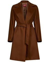 Max Mara - Tan Mstdravenna Belted Wrap Coat - Lyst