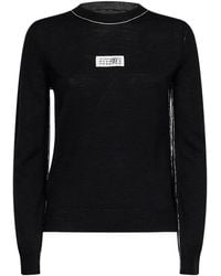 MM6 by Maison Margiela - Wool Blend Sweater With Contrasting Trims - Lyst