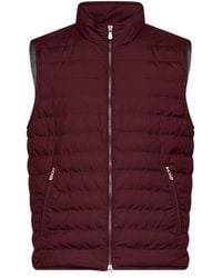 Brunello Cucinelli - Burgundy Lightweight Techno Fabric Sleeveless Down Vest - Lyst