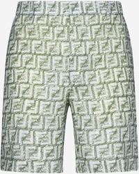 Fendi - Ff Print Linen Shorts - Lyst