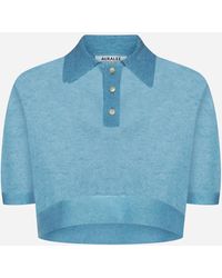AURALEE - Mohair-blend Cropped Polo Shirt - Lyst