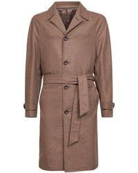 D 40 - Biscuit Wool Blend Belted Coat - Lyst