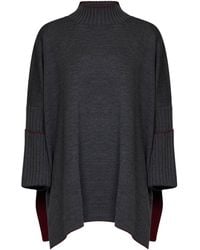 Herno - Virgin Wool Knit Poncho-Style Top - Lyst