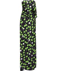 Saint Laurent - Cherry Silk Long Bustier Dress - Lyst