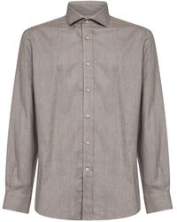 Brunello Cucinelli - Granite Cotton And Lyocell Long-Sleeved Shirt - Lyst