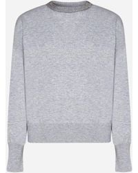 Brunello Cucinelli - Grey Cashmere Sweater With Precious Ribbed Collar - Lyst