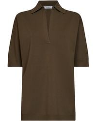 Max Mara - Khaki Viscose Crepe Mxmalpino Long Polo Shirt <Br - Lyst