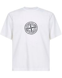 Stone Island - Organic Jersey T-Shirt With "All Around Compass" Print - Lyst