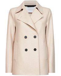 Harris Wharf London - Almond Felted Wool Double-Breasted Peacoat - Lyst