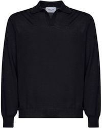 D 40 - Virgin Wool Knit Buttonless Polo Shirt - Lyst