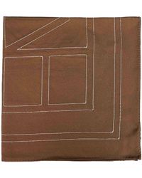 TOTEME - Mocha Silk Embroidered Monogram Scarf - Lyst