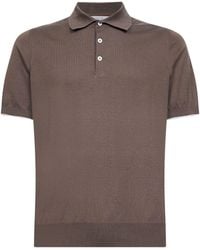 Brunello Cucinelli - Hazelnut Lightweight Cotton Knit Polo Shirt - Lyst