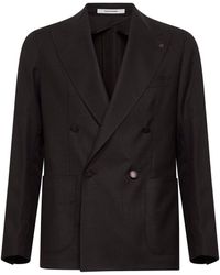 Tagliatore - Dark Stretch Virgin Wool Montecarlo Double-Breasted Blazer - Lyst