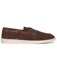 Prada - Dark Suede Boat Shoes - Lyst