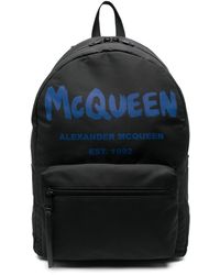 Alexander McQueen Zaino McQueen Graffiti Nero e Blu